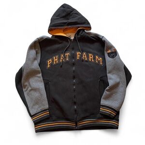 Phat Farm grey and yellow men’s size medium thick vintage zip-up hoodie #skater